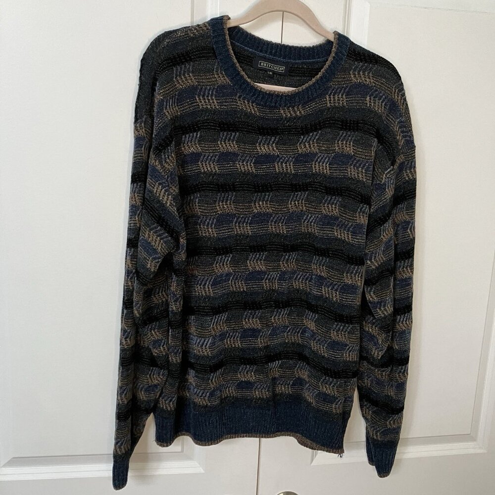 Vintage Britches Chenille Sweater Mens L‎ Stripe Grandpa 90s Knit
